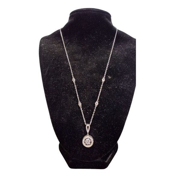 Fuzion Creations 925 Sterling Silver Dancing Crystal Pendant Gem Accent Necklace - Picture 1 of 4